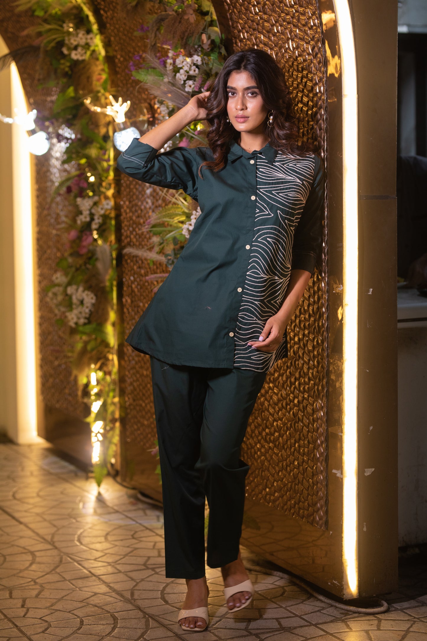BOTTLE GREEN DORI WORK CO-ORD SET
