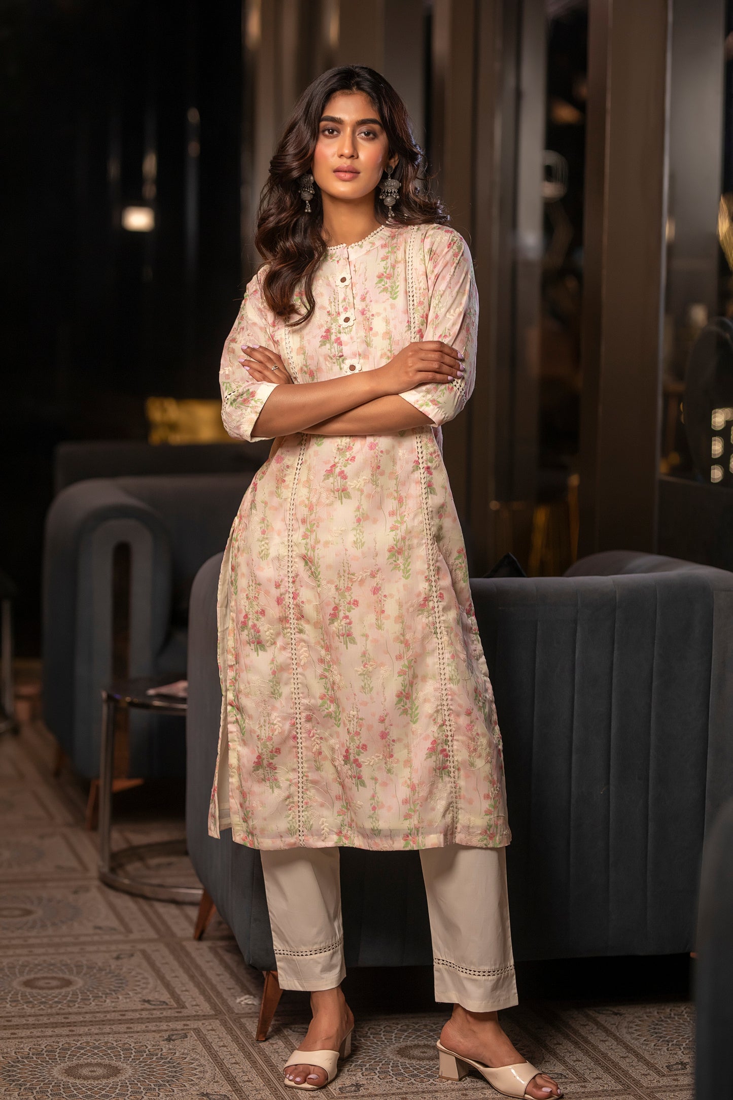 LIGHT PINK FULL HAKOBA KURTA PANT