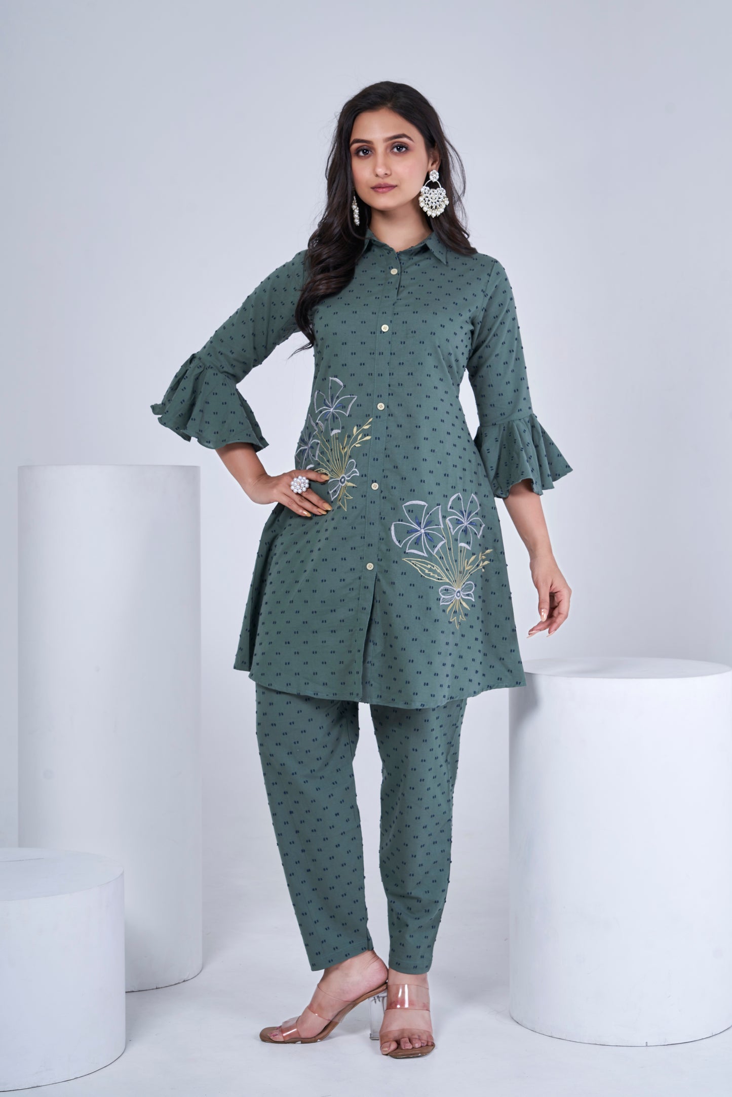 OLIVE GREEN COTTON CO-ORD SET