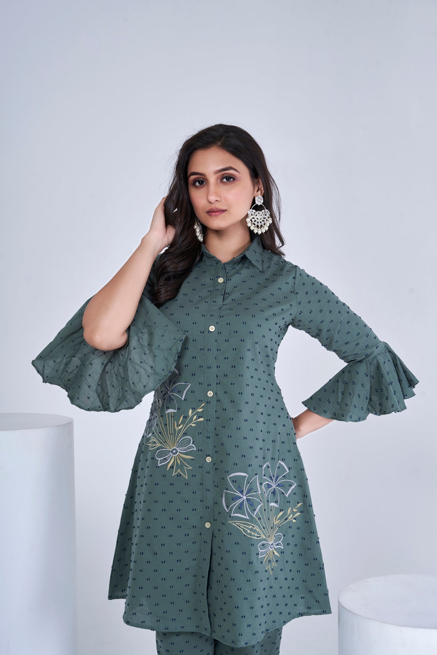 OLIVE GREEN COTTON CO-ORD SET