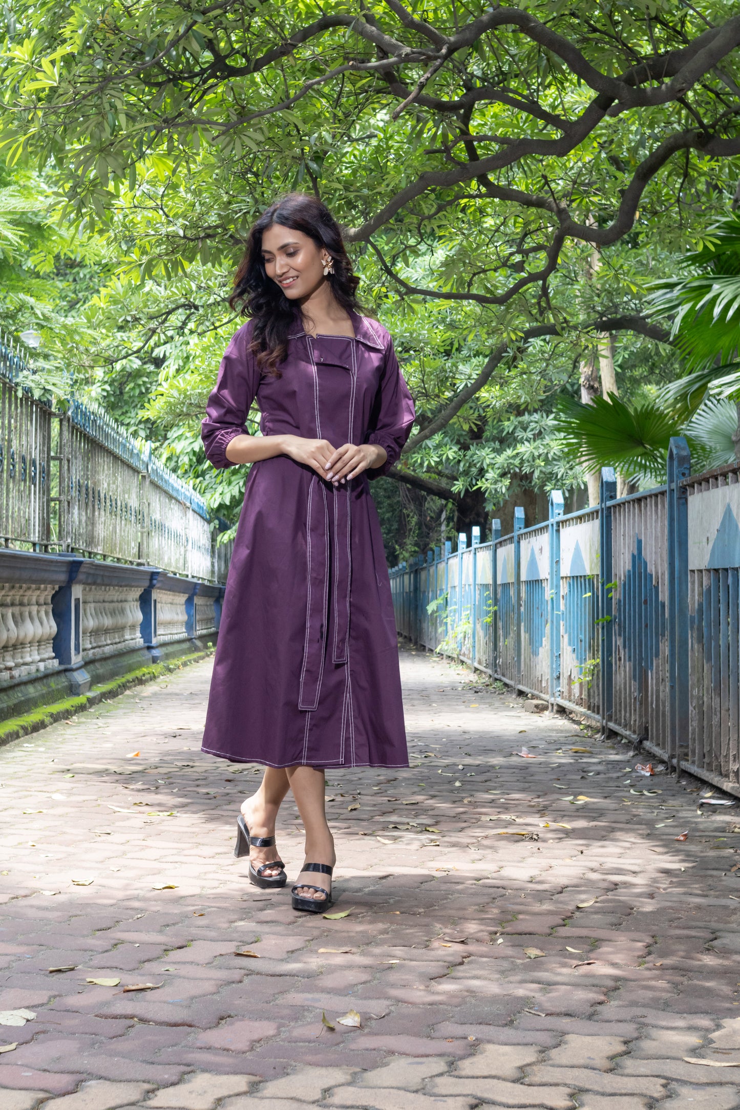 WINE ANCHORED ALINE DRESS