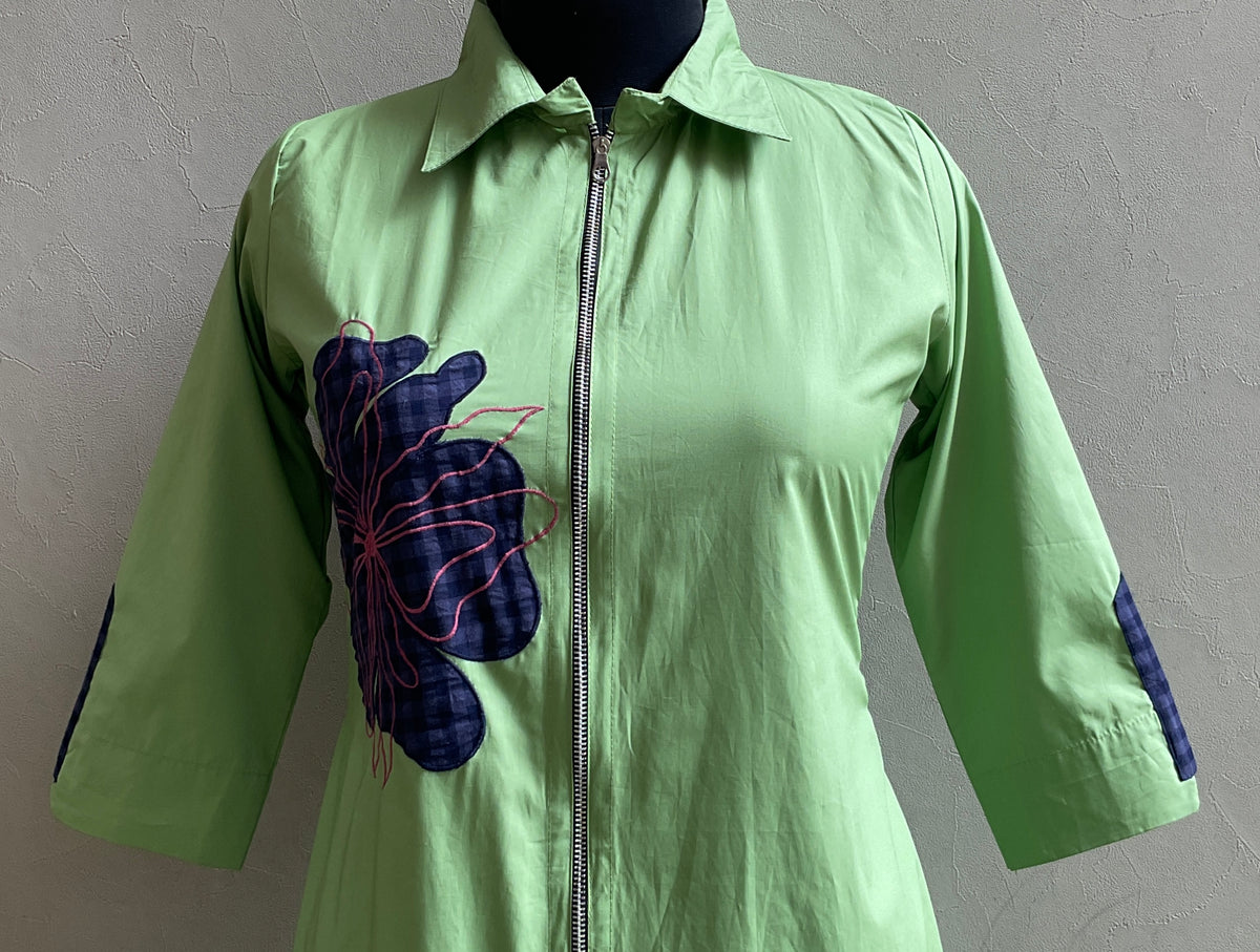 PISTA GREEN CHAIN DETAILING ALINE DRESS