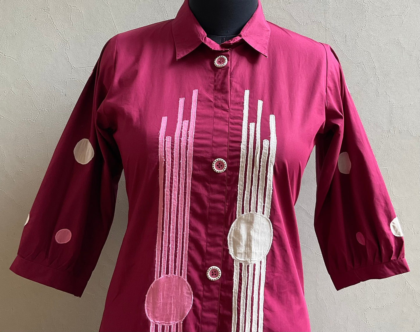 ROSE WINE APPLIQUE ALINE DRESS