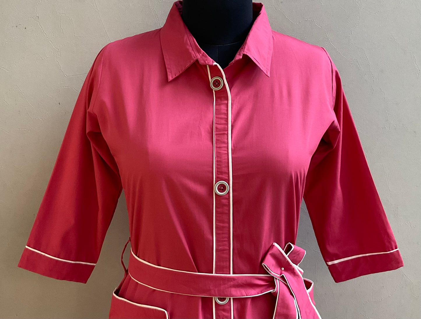 CARROT PINK BOTH SIDE POCKETS ALINE DRESS