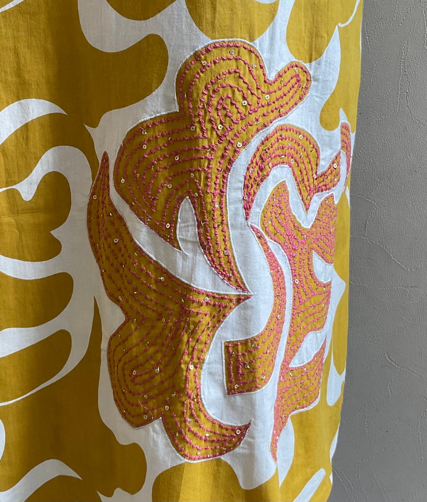 MUSTARD KATHA STICHED ALINE DRESS