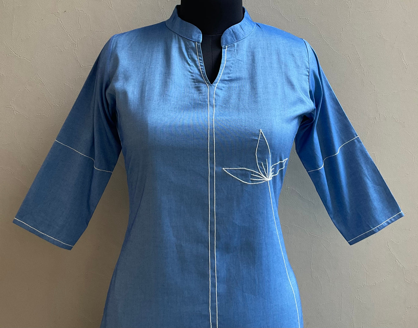DENIM THREAD ANCHORED ALINE DRESS