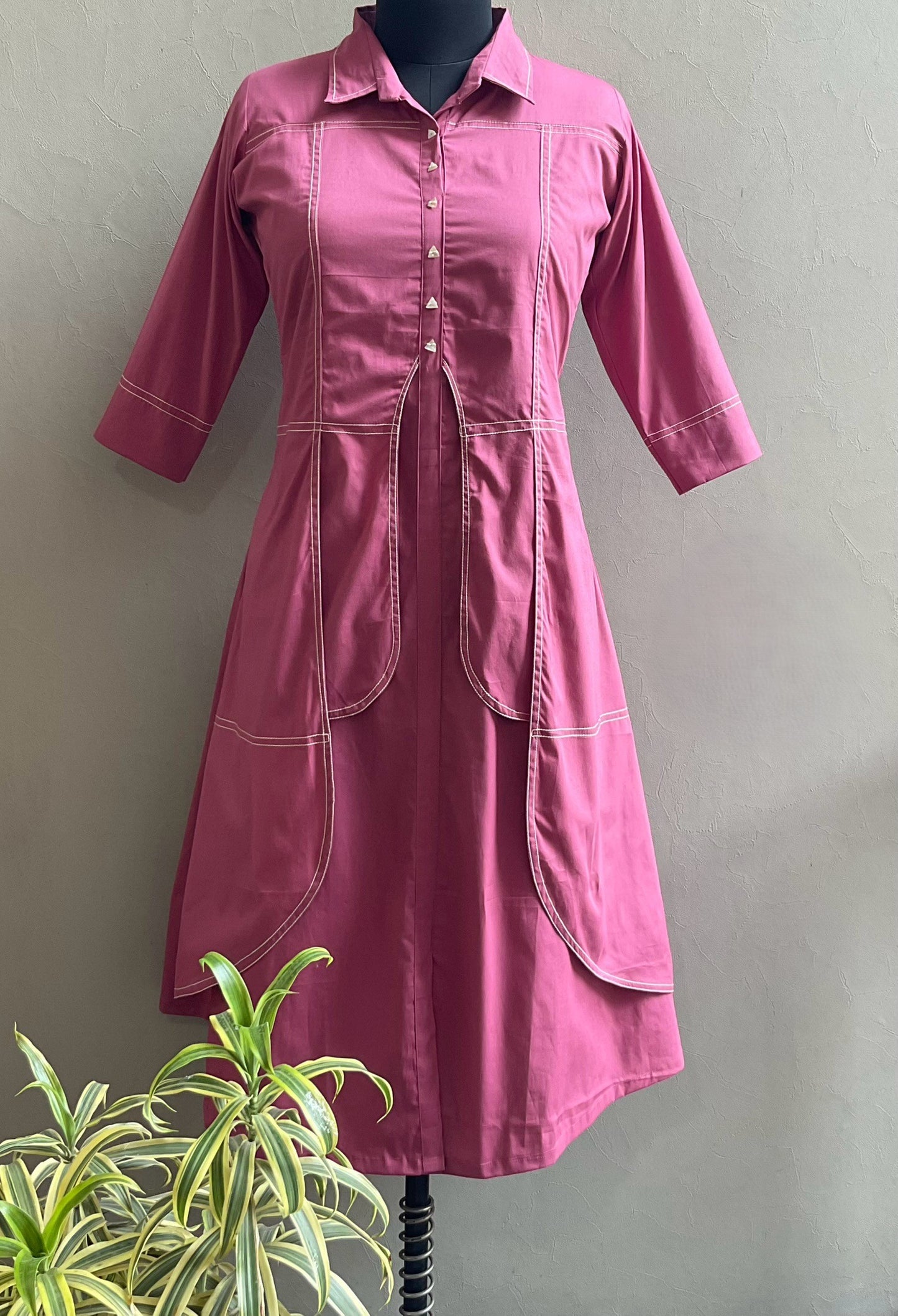 PINK ANCHORED ALINE DRESS
