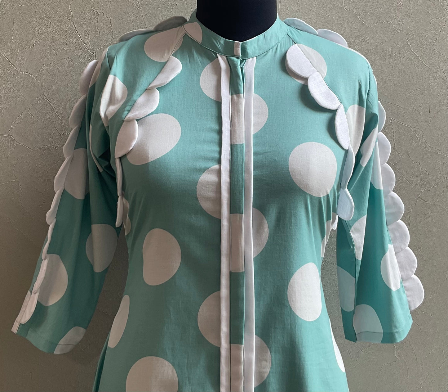 SEA GREEN POLKA ALINE DRESS