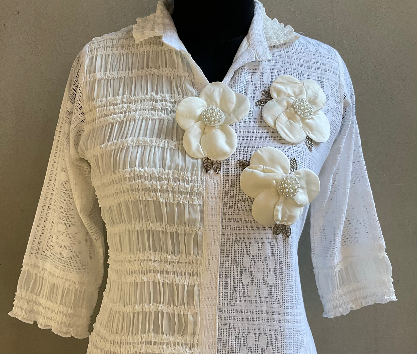WHITE DUET FANCY PATCHED ALINE DRESS