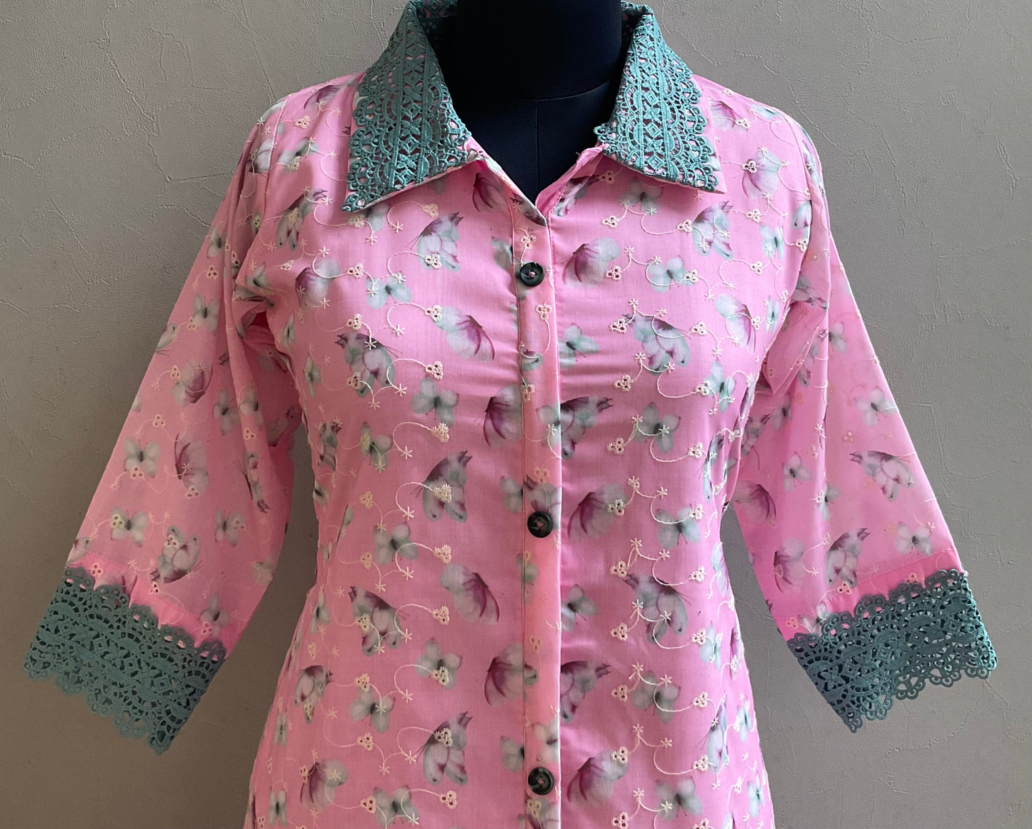 LIGHT PINK CHIKANKARI ALINE DRESS