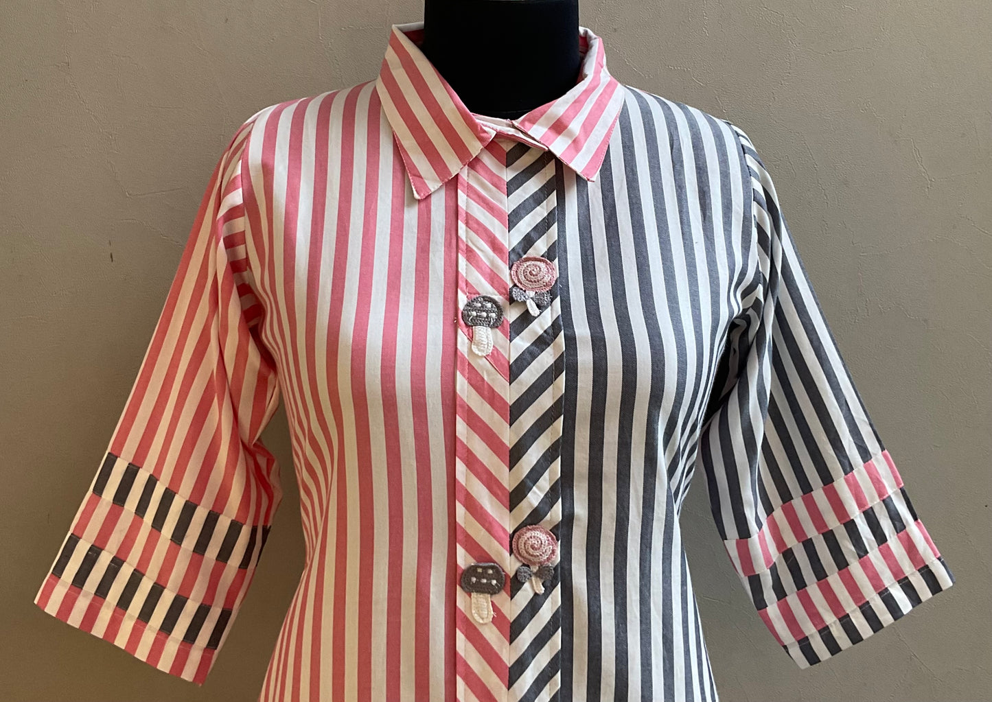 PINK AND GREY CROSIA PATCHED ALINE DRESS