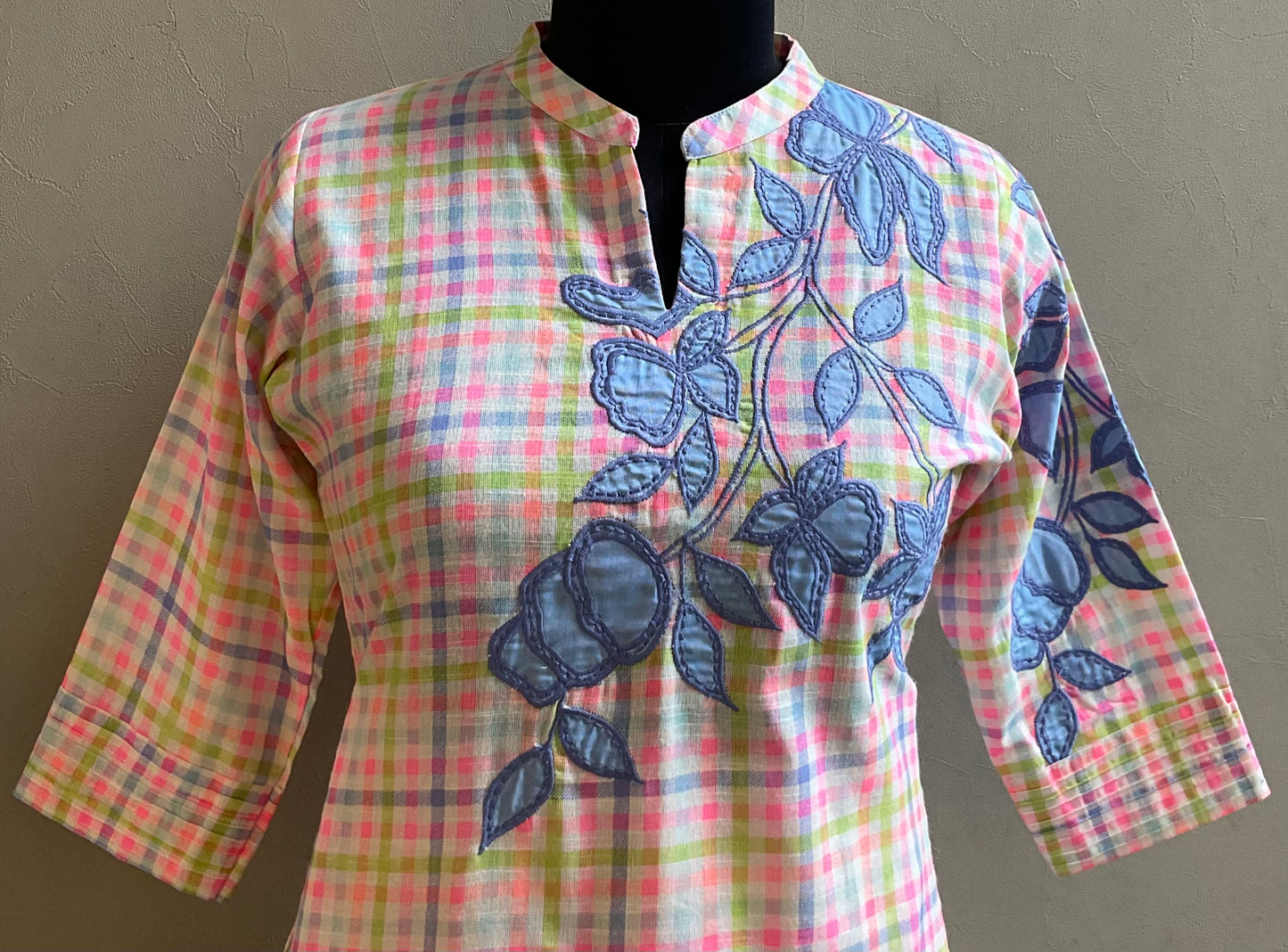 MULTI COLOR CHECKS ONE SIDE APPLIQUE CO-ORD SET