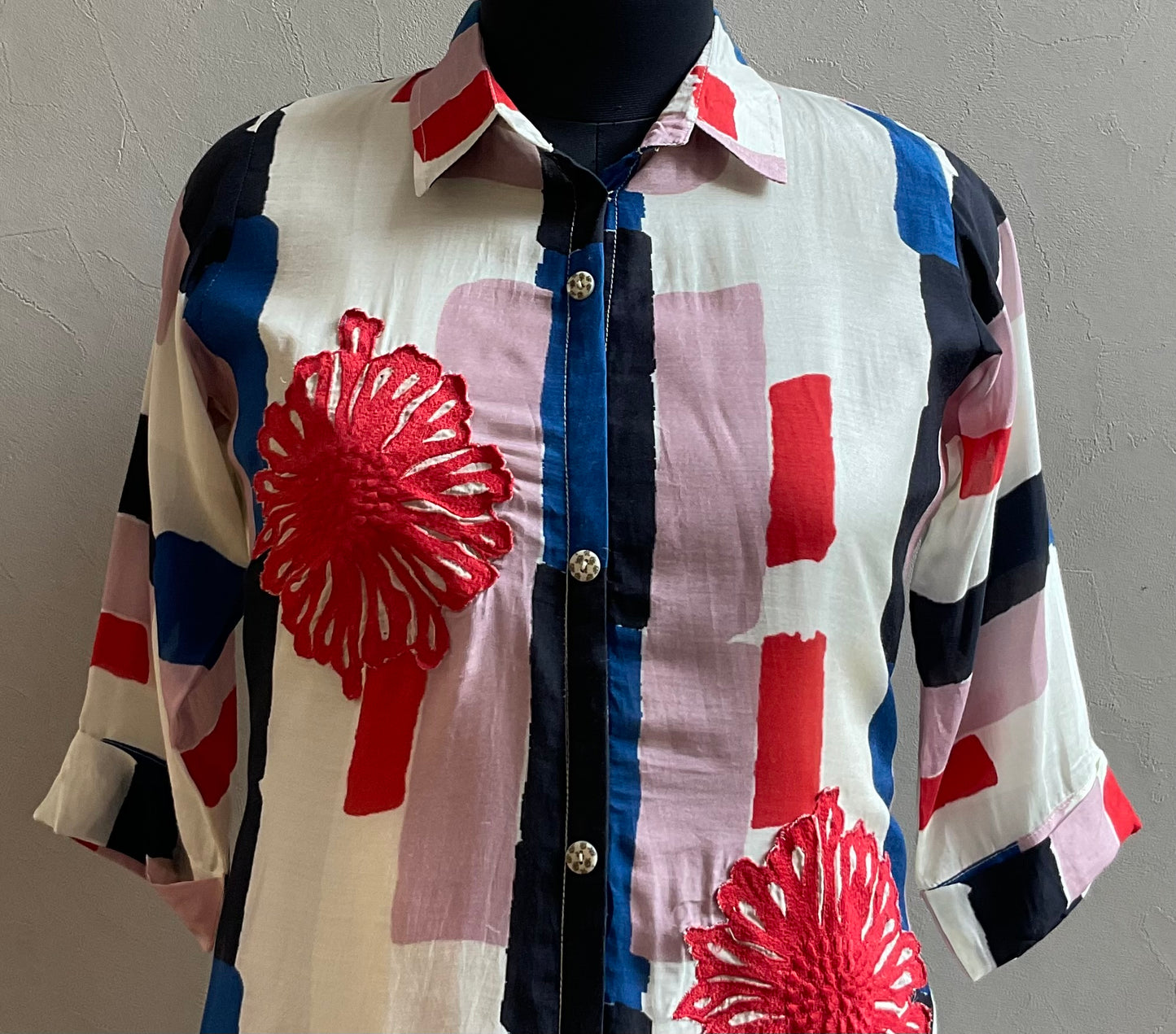 MULTI COLOR MUSLIN FLORAL PATCHED COORD SET