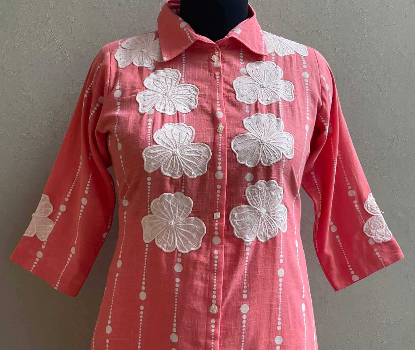 PEACH APPLIQUE CO-ORD SET