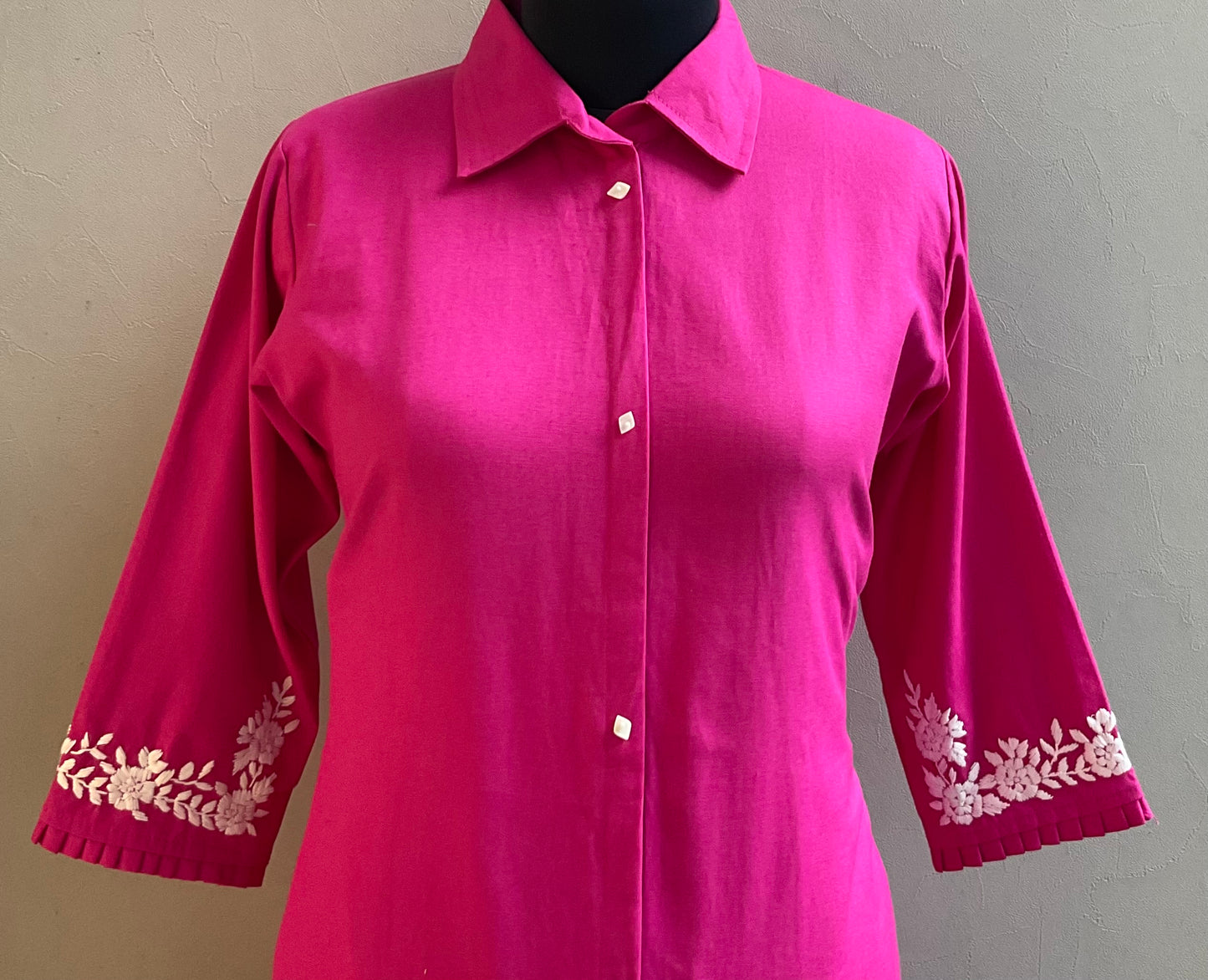 RANI PINK FLAX CLOTH HAND EMBROIDERED CO-ORD SET