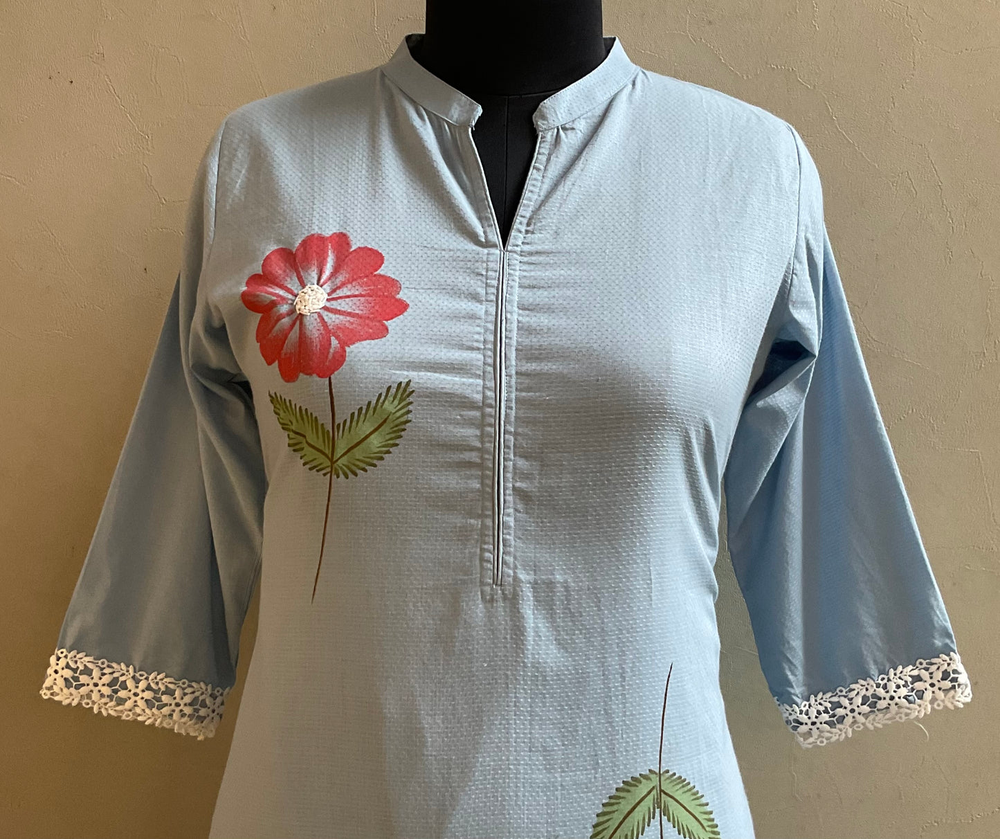LIGHT BLUE HAND PAINTED KURTA PANT