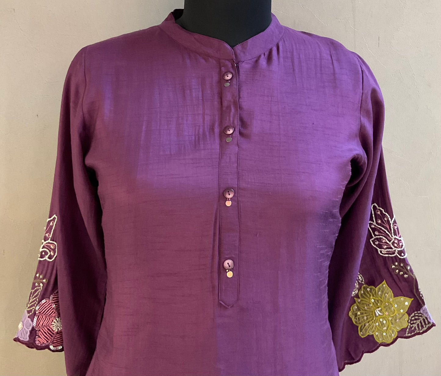 PURPLE HAND EMBROIDERED COORD SET