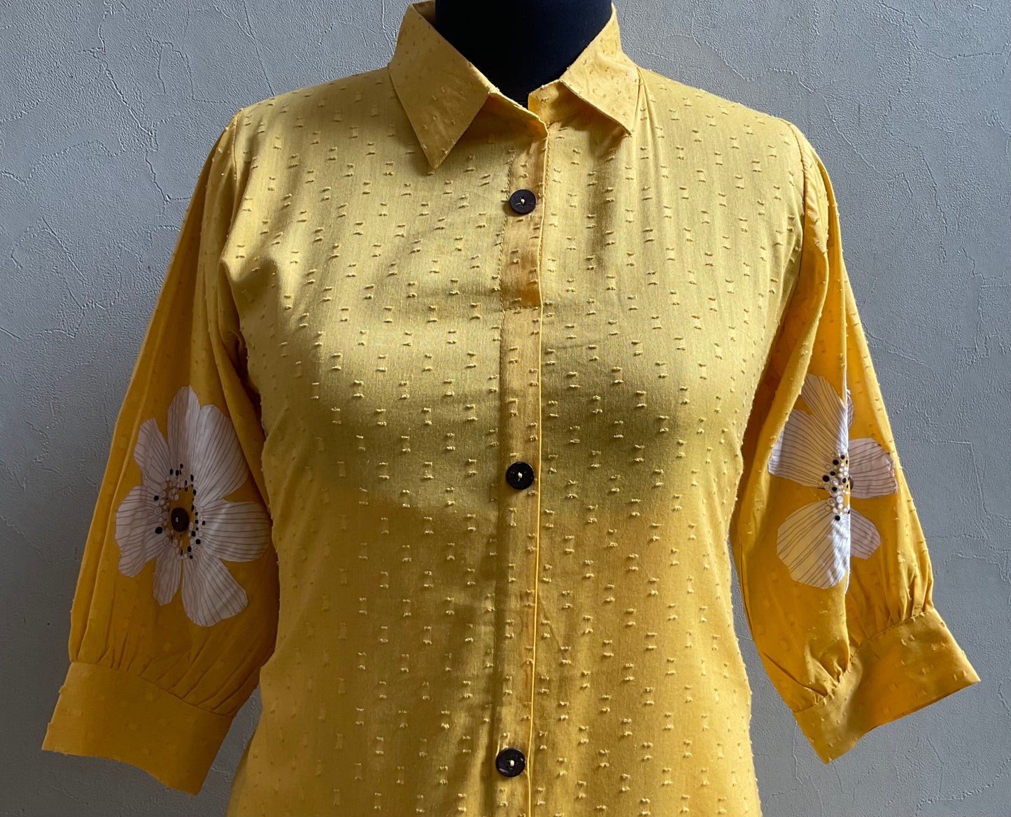 YELLOW DOBBY CLOTH APPLIQUE COORD SET