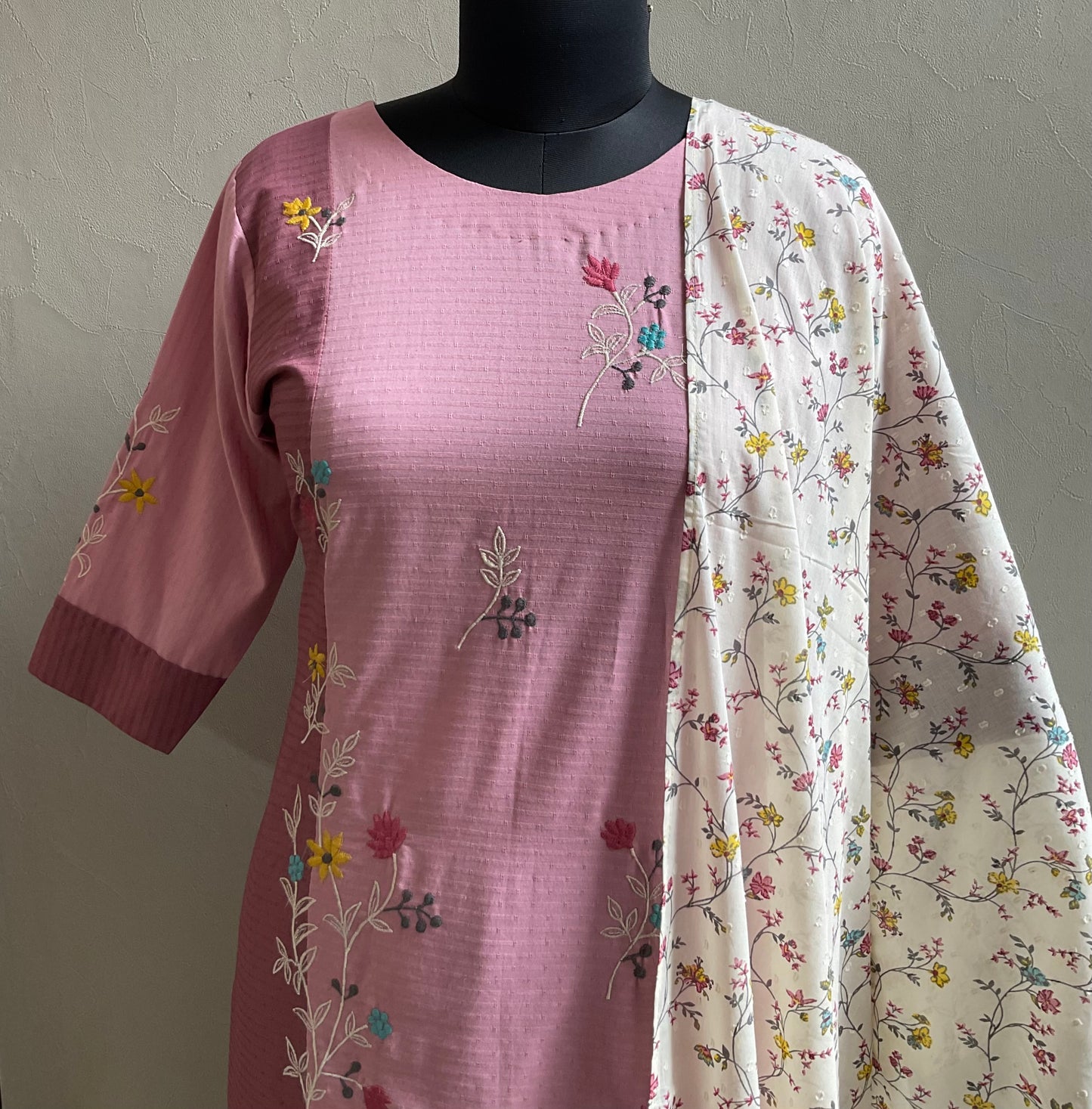 PINK PURPLE FLORAL KURTA SET