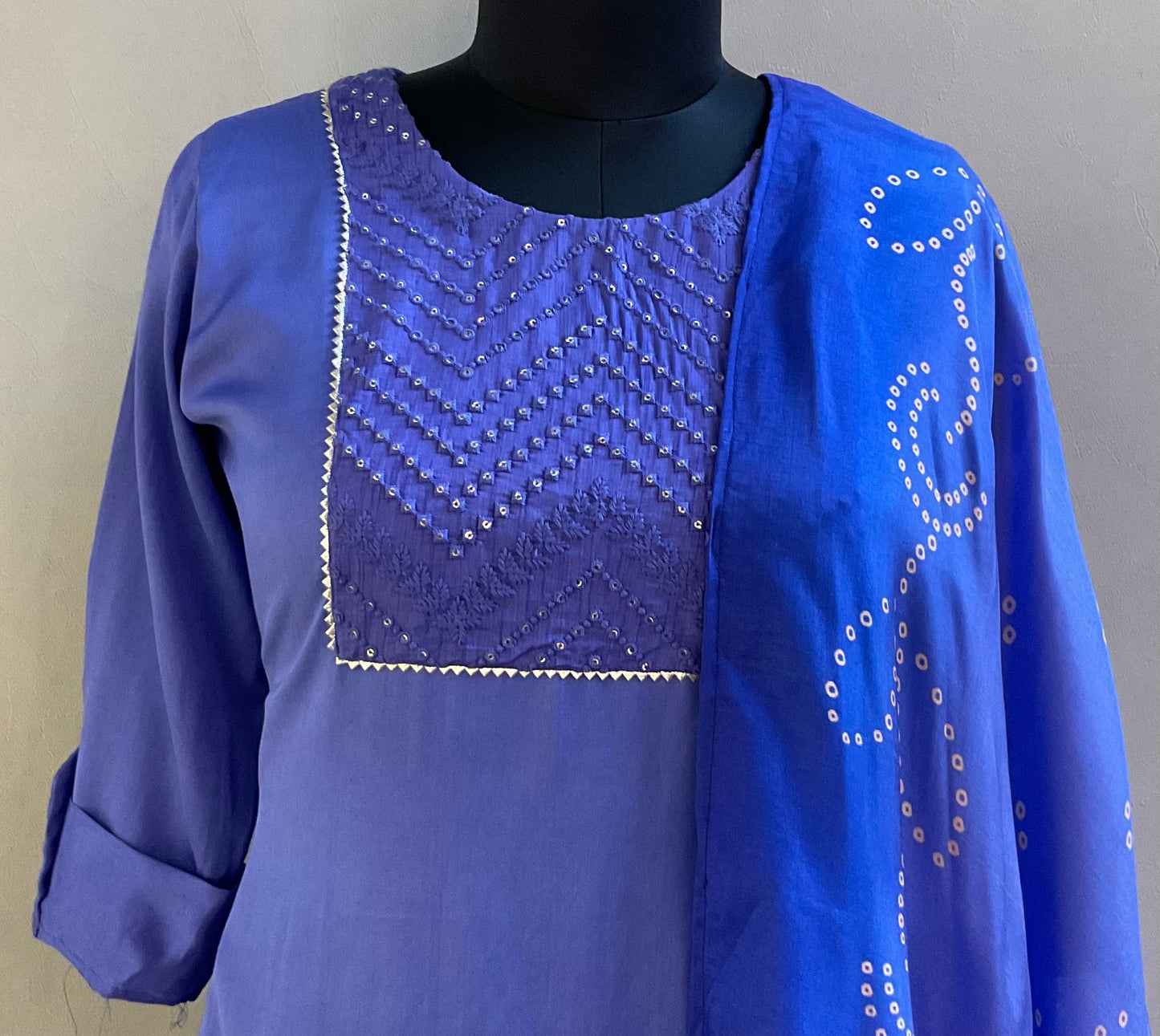 BLUE SEQUENCED EMBROIDERED KURTA SET