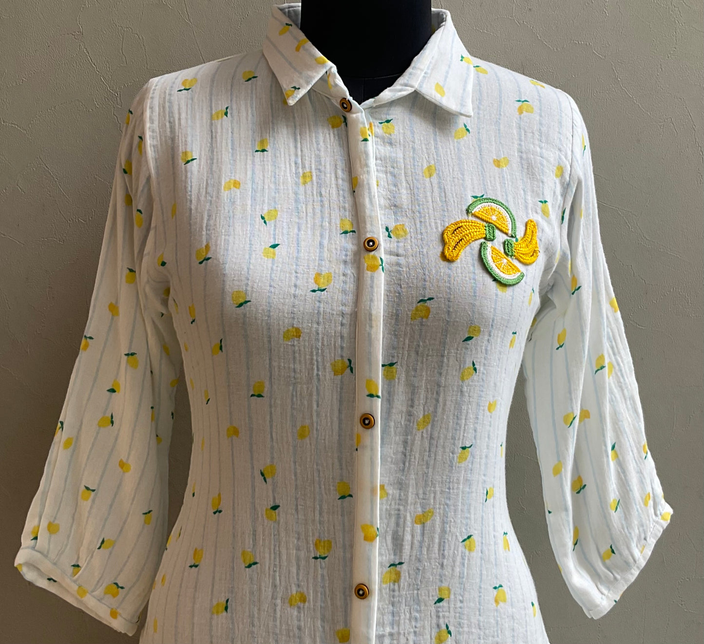 WHITE BANANA & MELON EMBROIDERED TUNIC