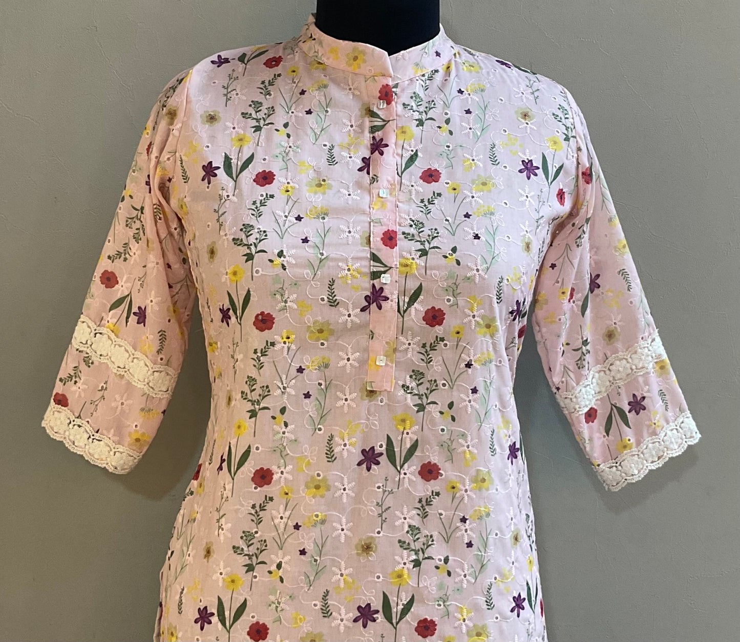 LIGHT PEACH HAKOBA WORK KURTI