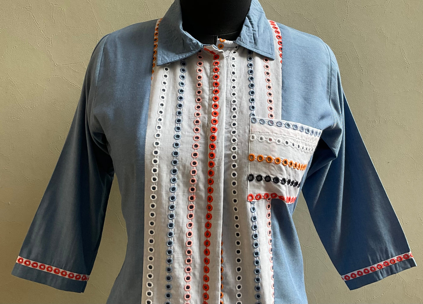 DENIM WITH HAKOBA WORKED TOP