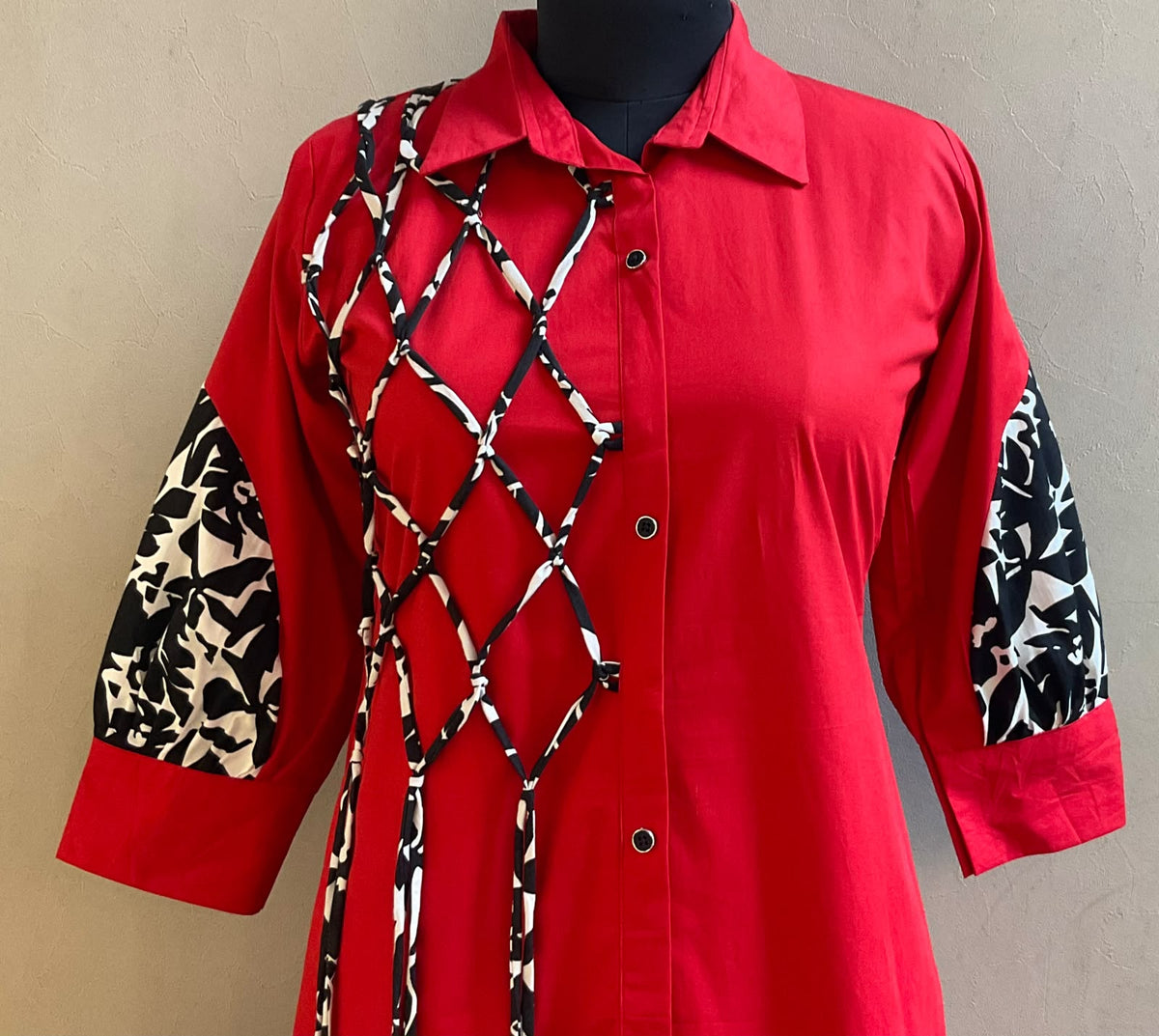 RED DORI DETAILING ALINE DRESS