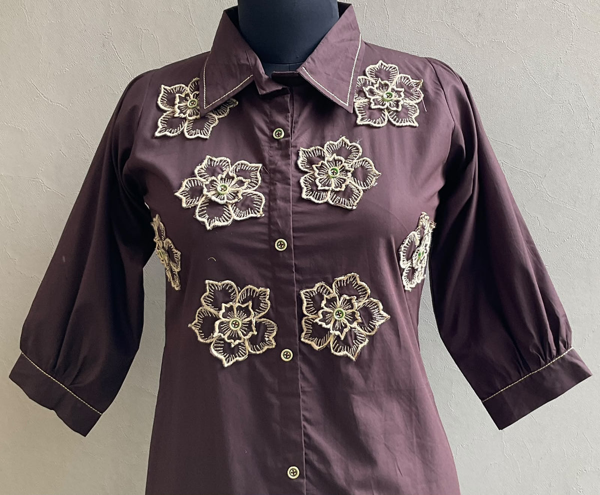 CHOCOLATE 3D PATCHED ALINE DRESS