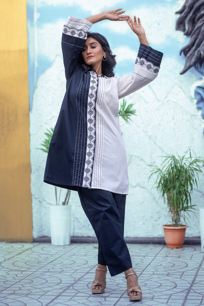 BLACK AND WHITE LACED CO-ORD SET