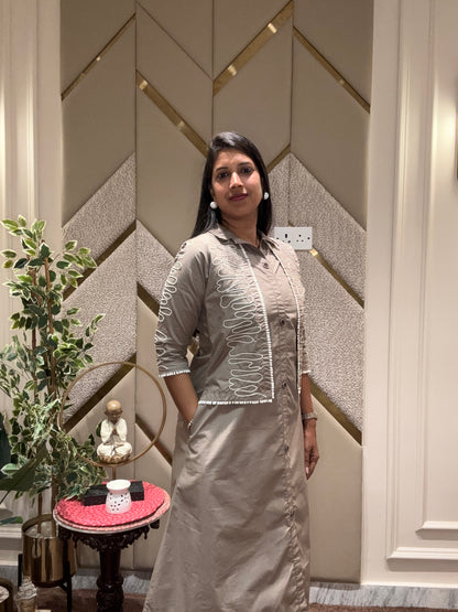 MOCHA BROWN ZIG ZAG DRESS