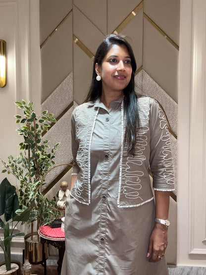 MOCHA BROWN ZIG ZAG DRESS