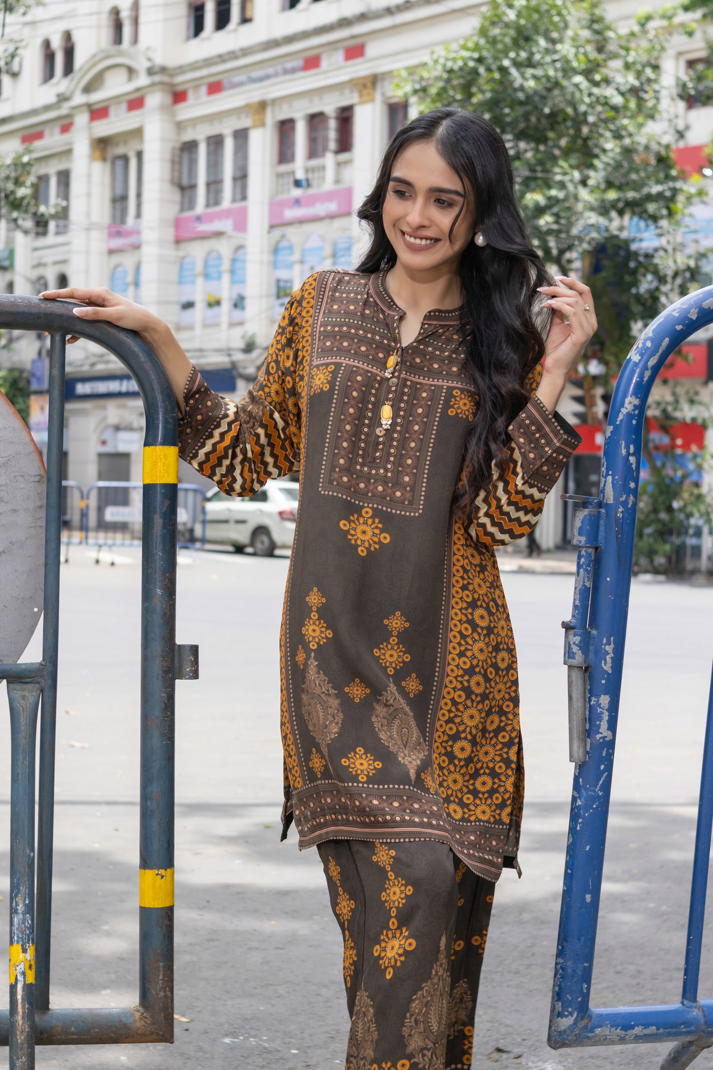 BROWN DIGITAL PRINTED CO-ORD SET