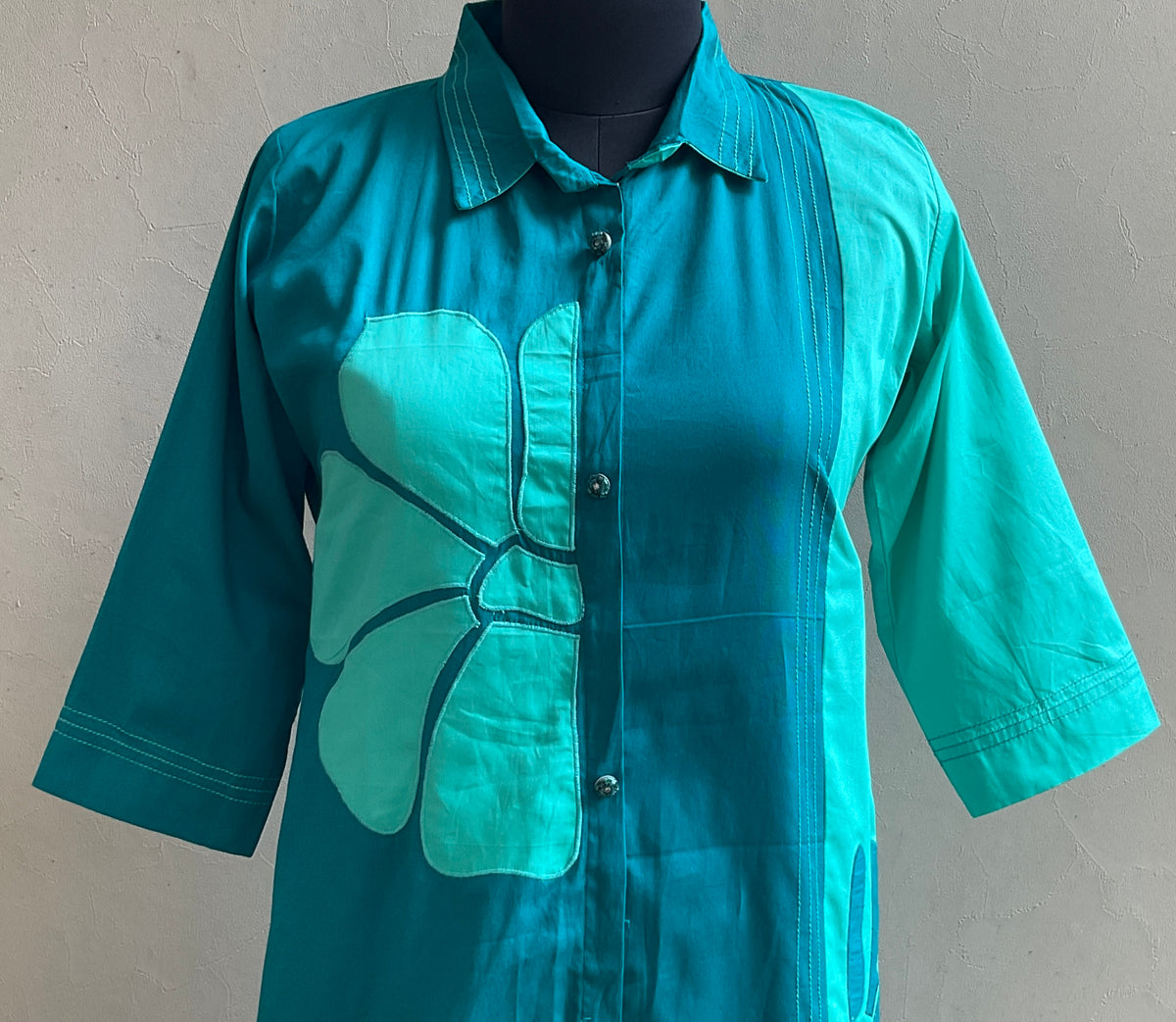 TEAL BLUE APPLIQUE WORK COORD SET