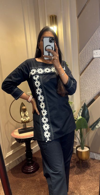 BLACK FLORAL PATCH CO-ORD SET