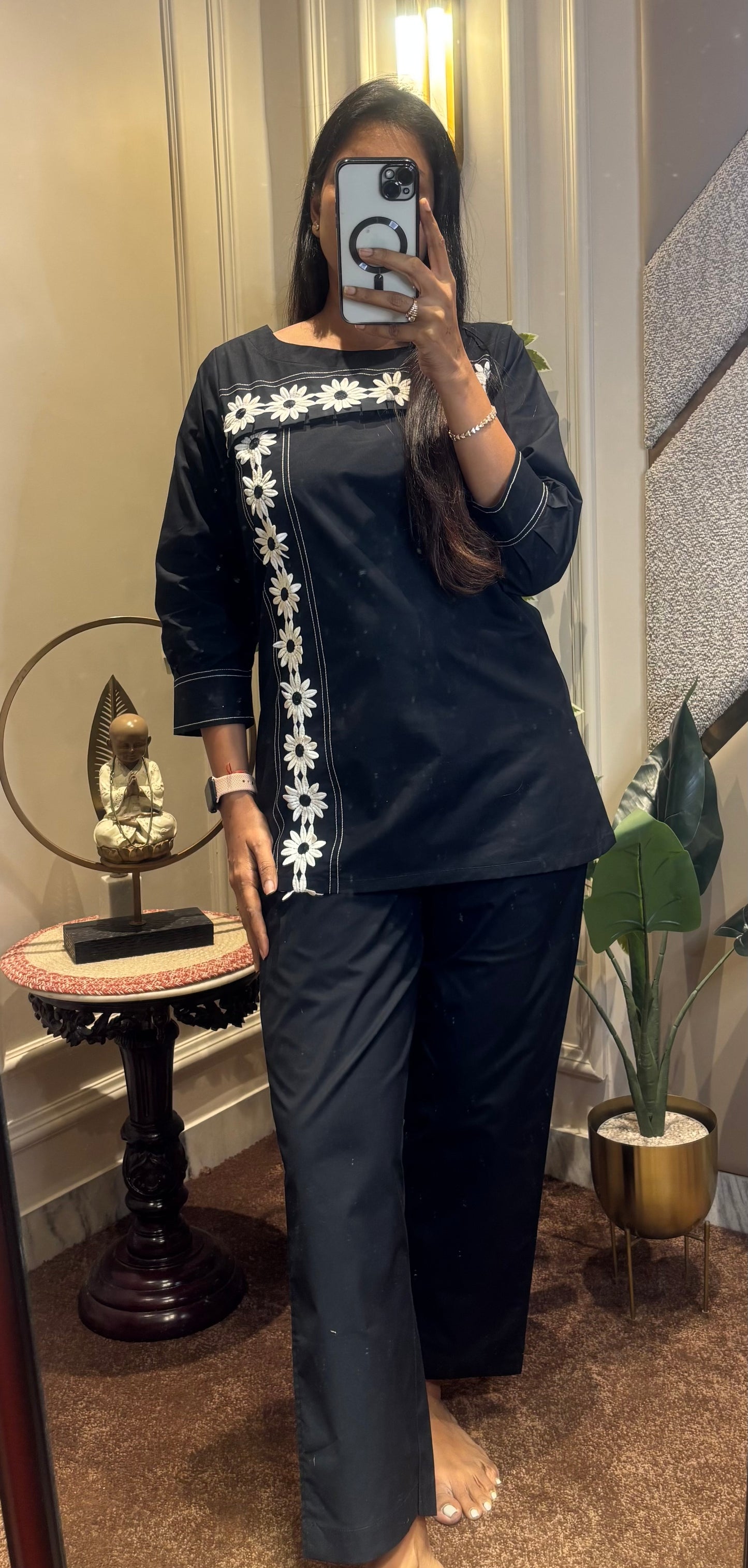 BLACK FLORAL PATCH CO-ORD SET