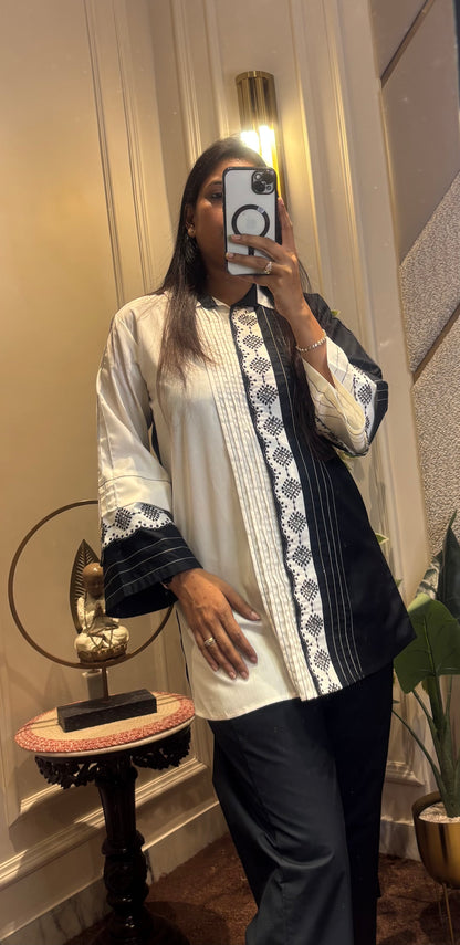 BLACK AND WHITE LACED CO-ORD SET