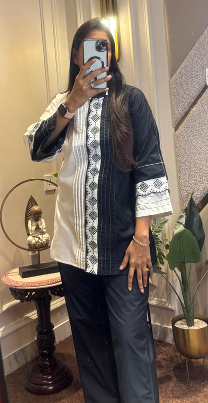 BLACK AND WHITE LACED CO-ORD SET