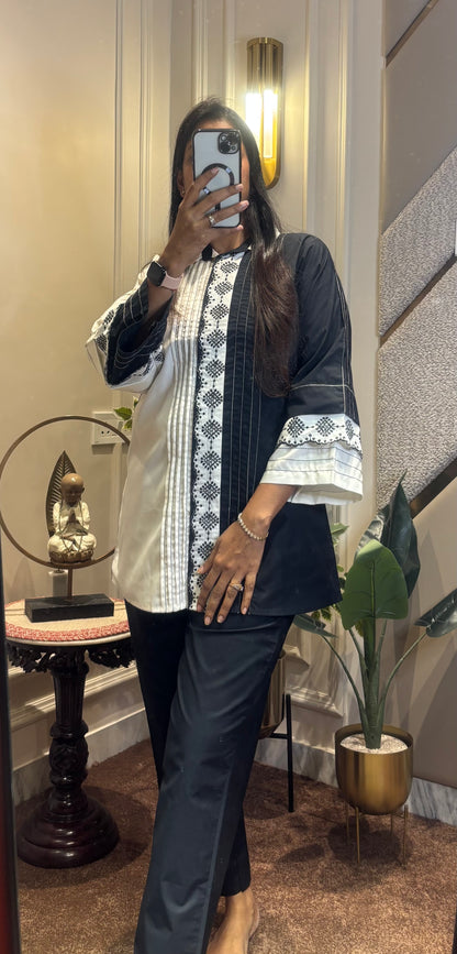 BLACK AND WHITE LACED CO-ORD SET