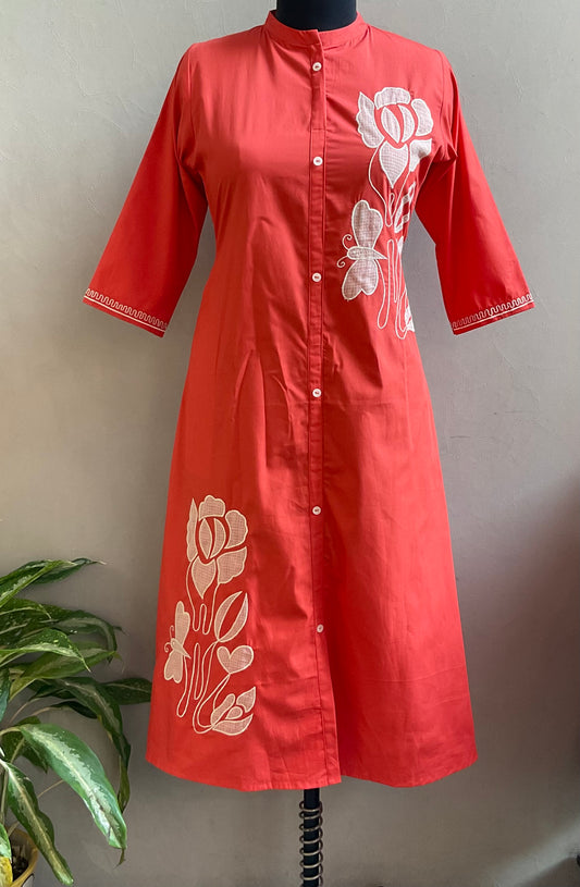 ORANGE APPLIQUE ALINE DRESS