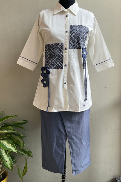 3D FLOWER DENIM COORD SET