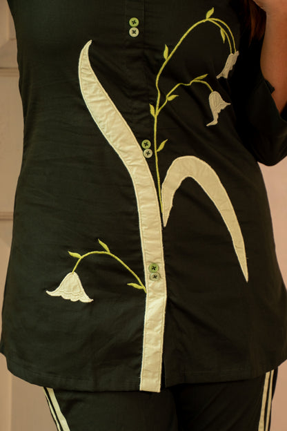 FOREST GREEN APPLIQUE COORD SET