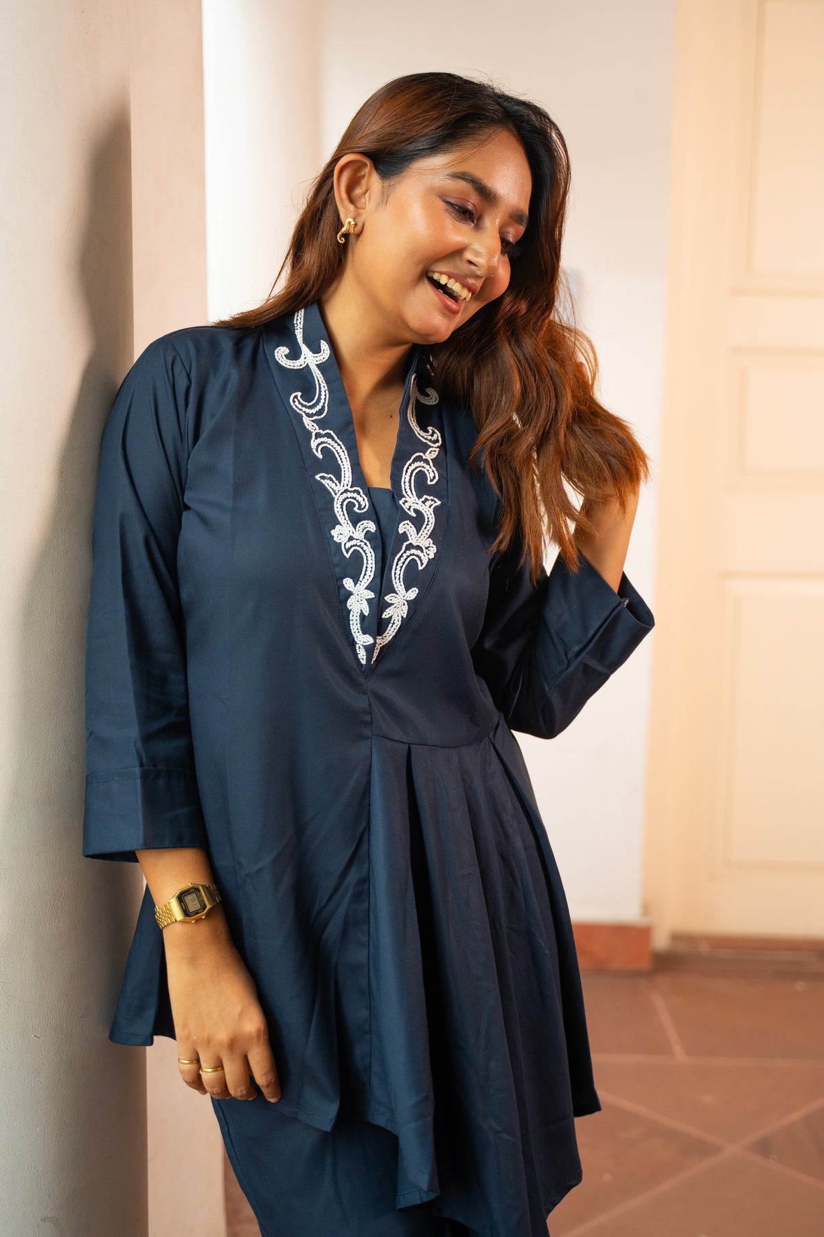 INK BLUE ASYMMETRICAL CUT CCORD SET