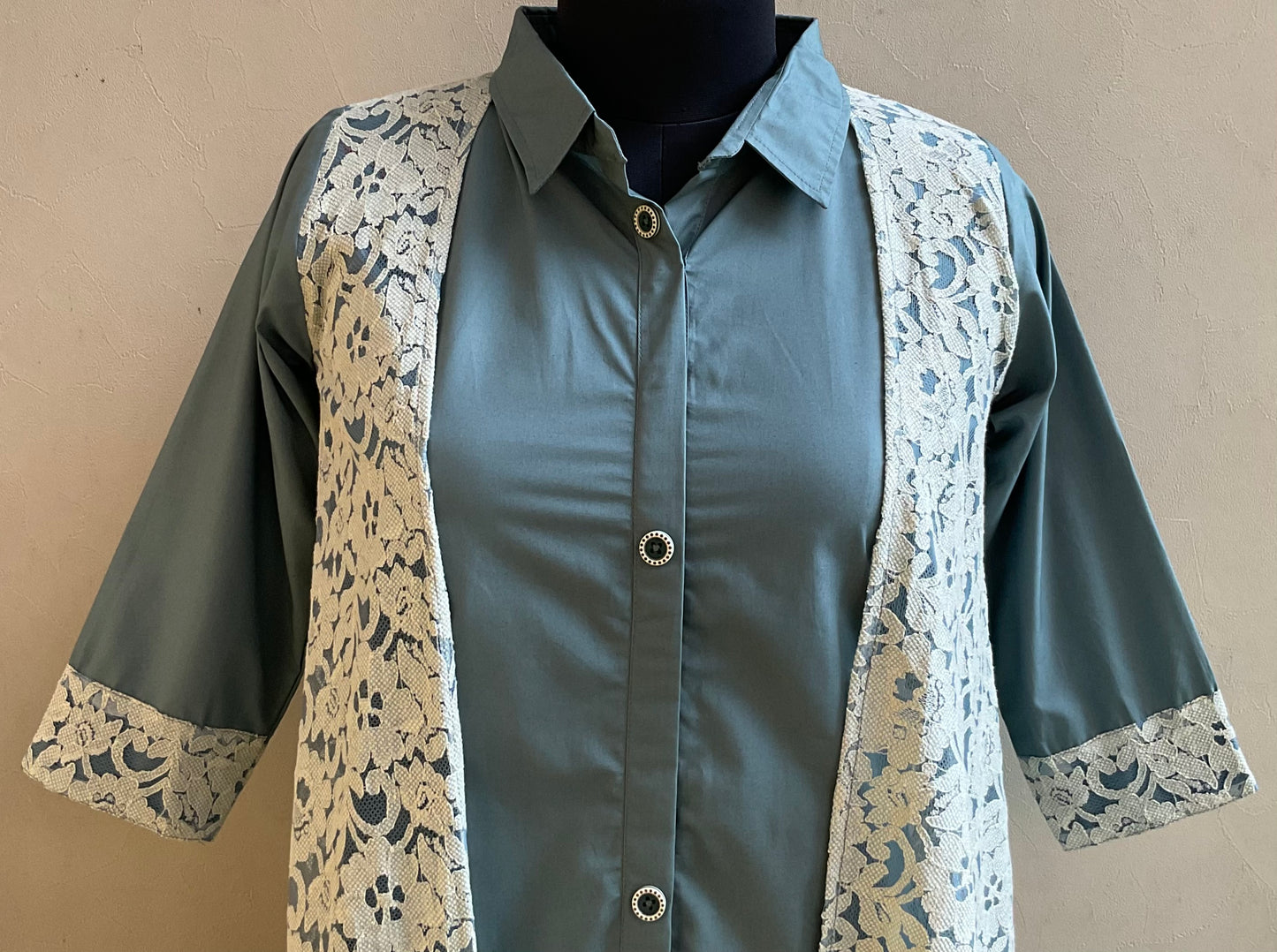 SEA BLUE JACKET PATTERN ALINE DRESS