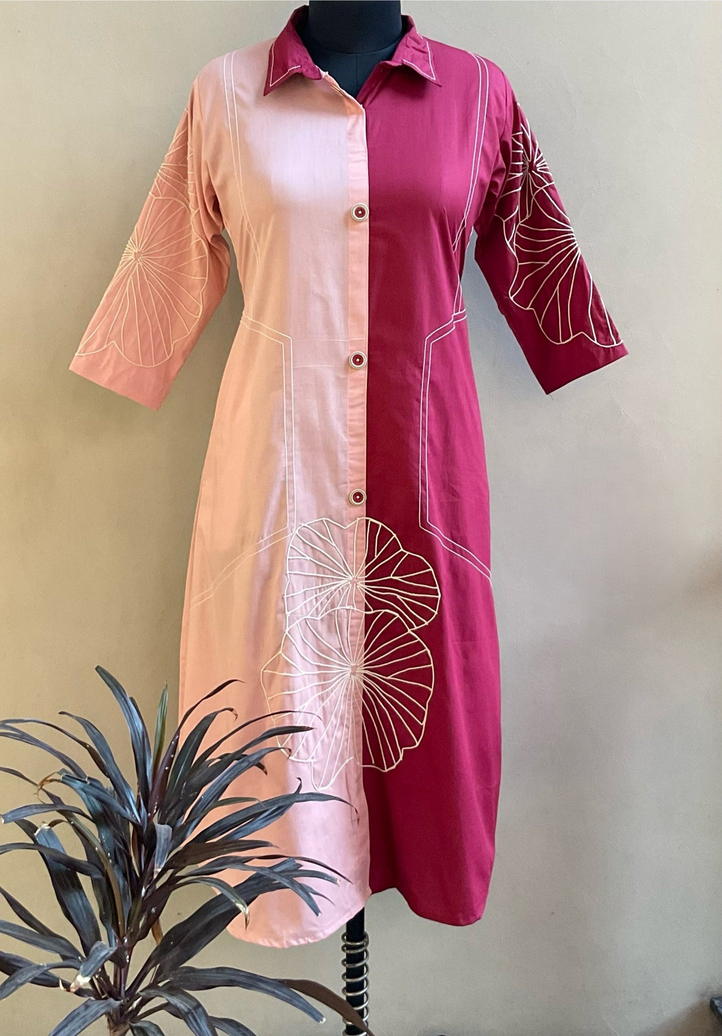 MAROON DUET DORI WORKED ALINE DRESS