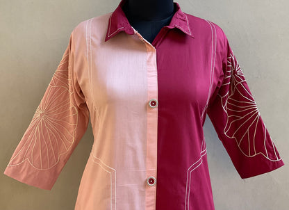 MAROON DUET DORI WORKED ALINE DRESS