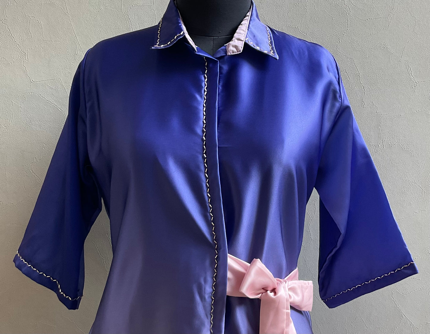 BLUE OMBRE SHADE CUTDANA EMBROIDERED ALINE DRESS