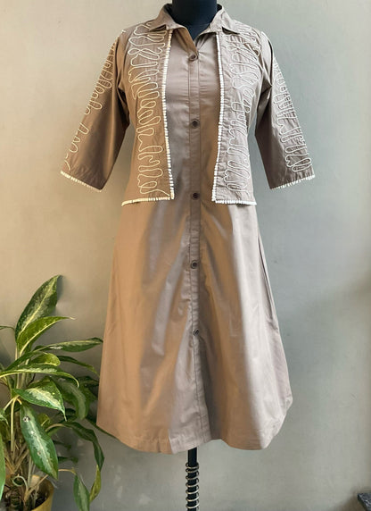 MOCHA BROWN ZIG ZAG DRESS