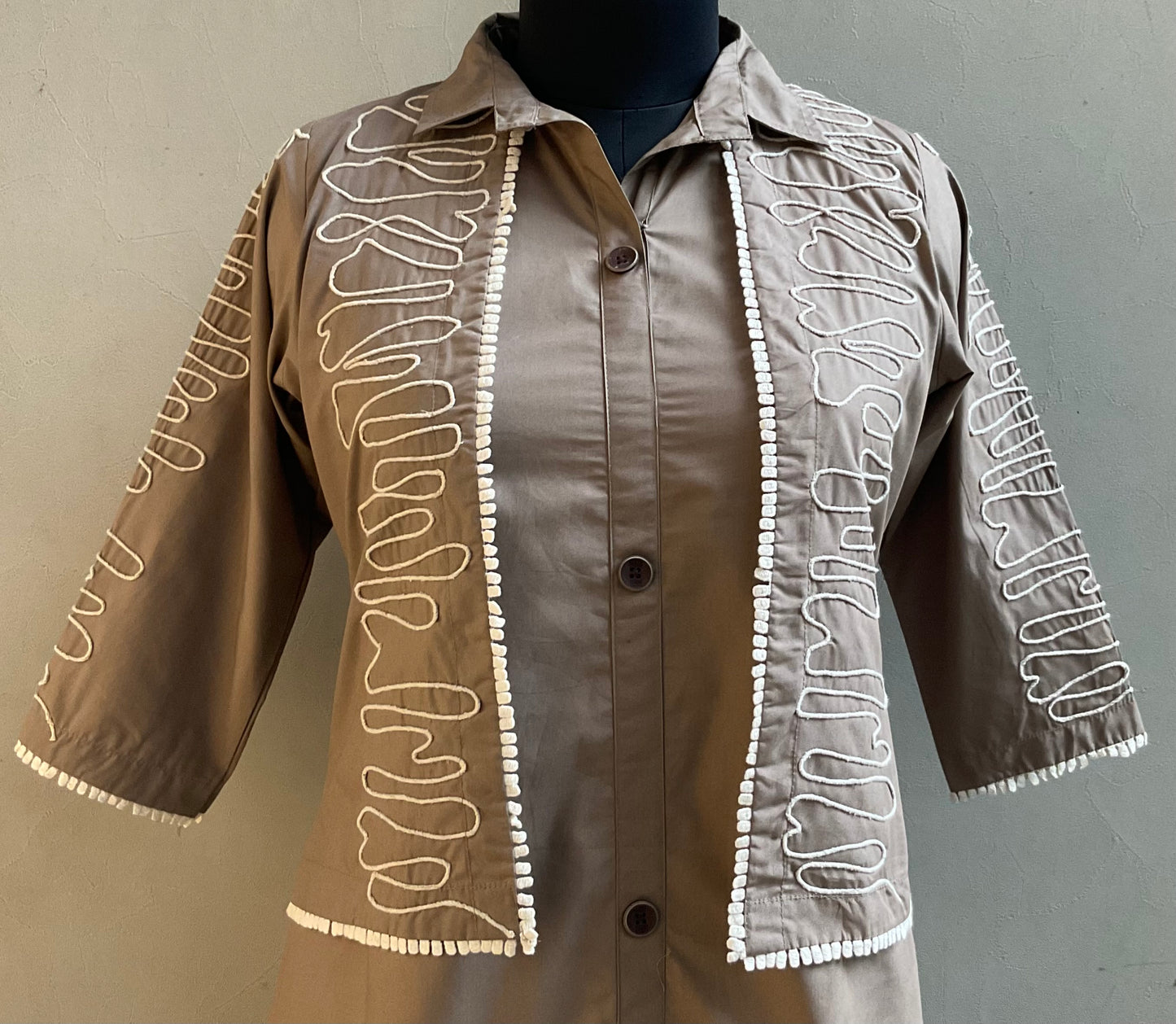 MOCHA BROWN ZIG ZAG DRESS