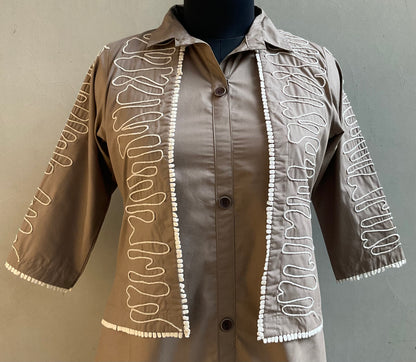 MOCHA BROWN ZIG ZAG DRESS